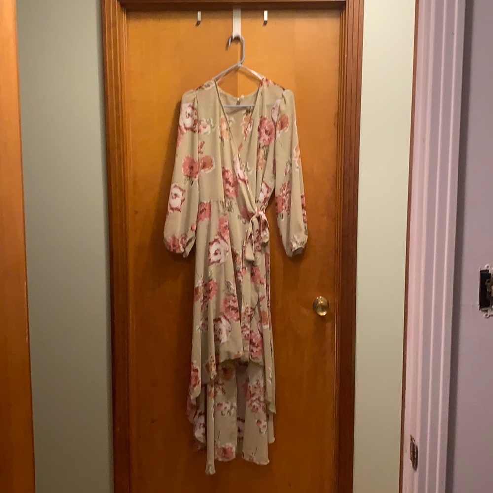 High low wrap dress